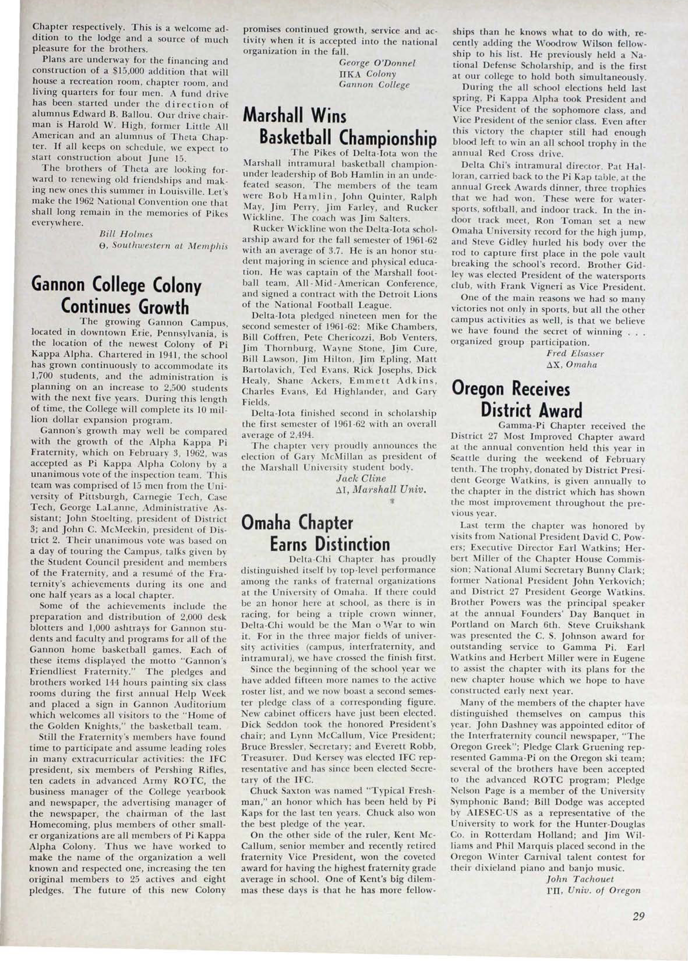 Gannon College Colony Continues Growth